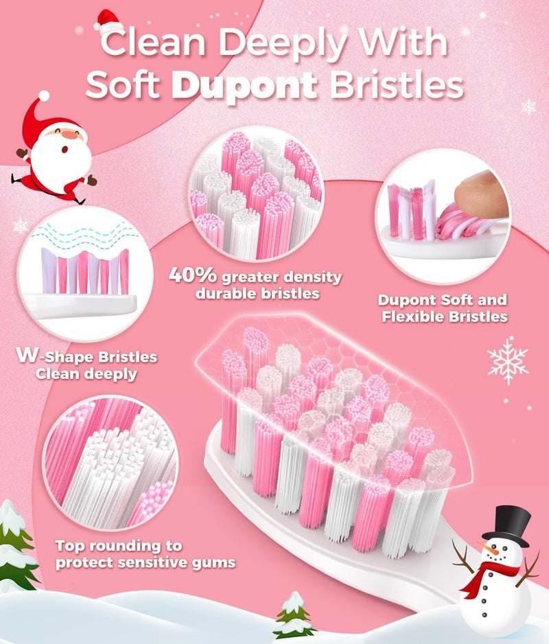 TEETHEORY Sonic Electric Toothbrush for Adults, Power Electric Toothbrush with 8 Brush Heads, Travel Case, 40000 VPM Deep Clean 5 Modes, Rechargeable Toothbrushes Fast Charge 4 Hours Last 30 Days, Pink - Image 2